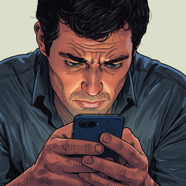 Un homme qui recherche quelque chose sur Google et qui ne le trouve pas